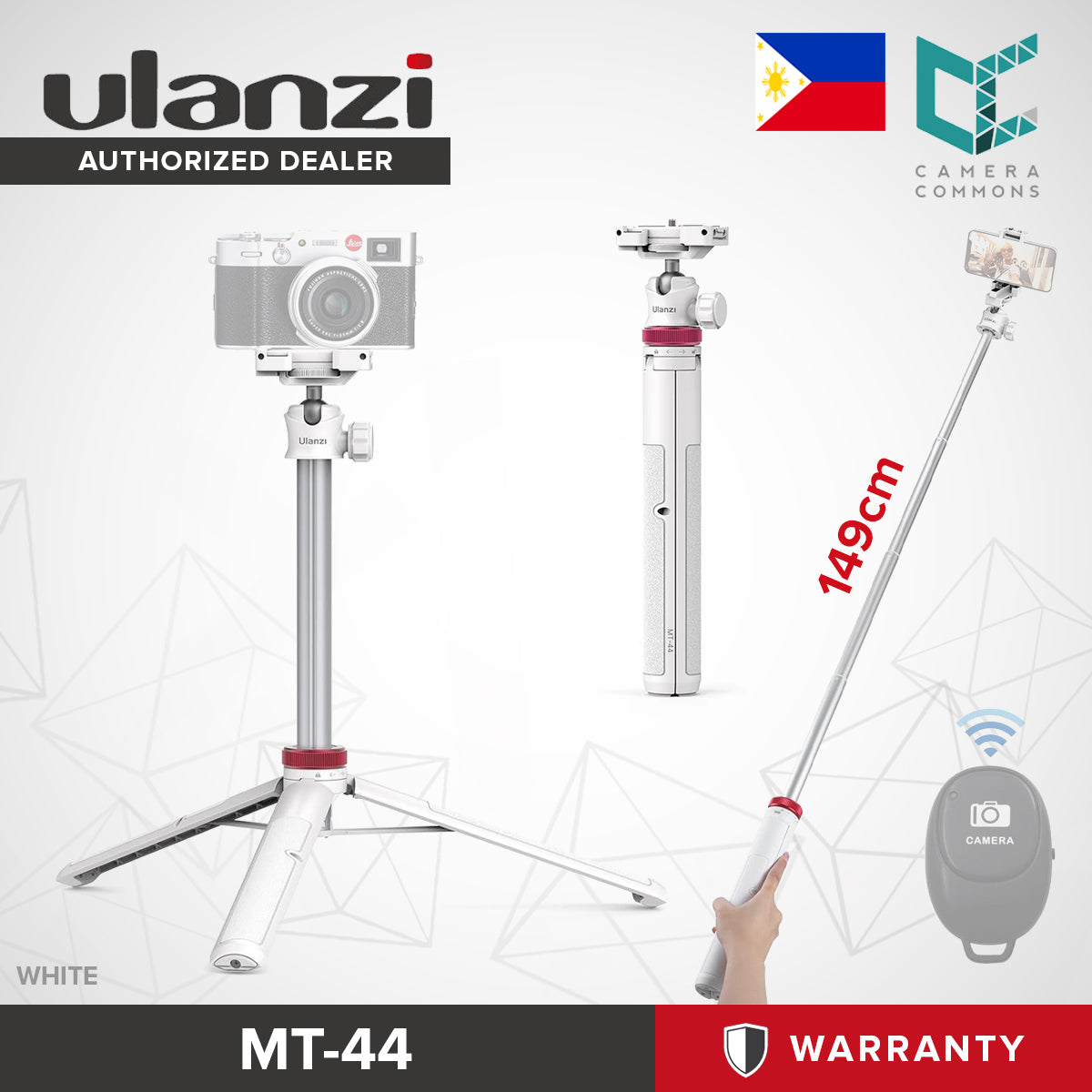 Ulanzi MT-44 Extendable Phone Vlogging Portable Stand Mini Tripod 146cm Selfie Stick 2502