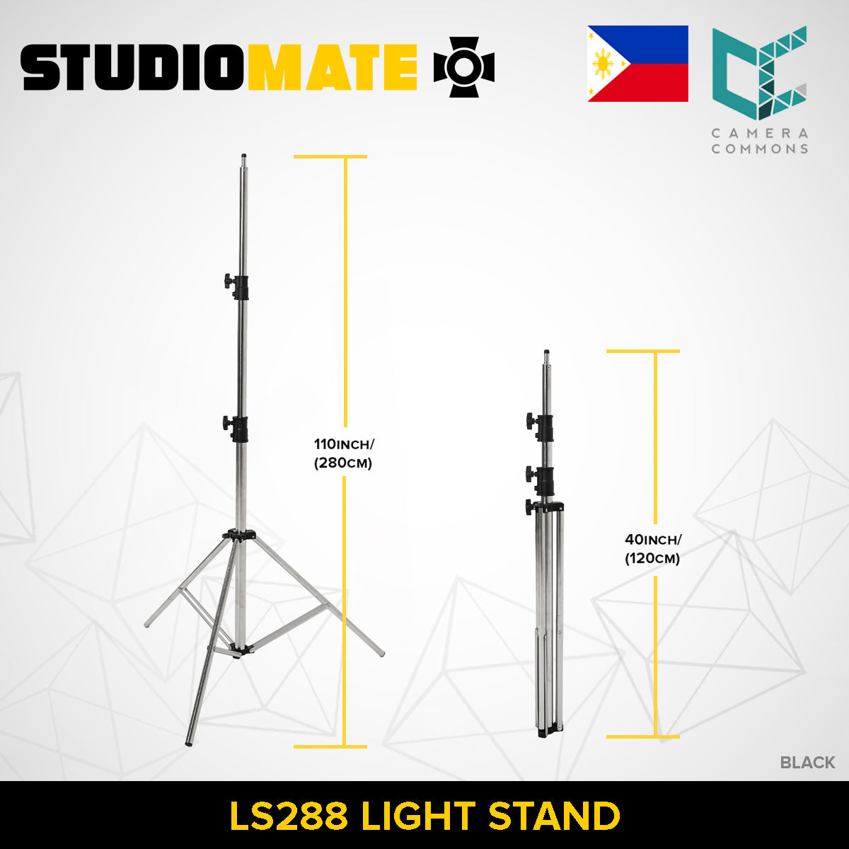 STUDIOMATE SM32 LS288 Quality Stand for Photography Lighting Studio Equipment Silver Black