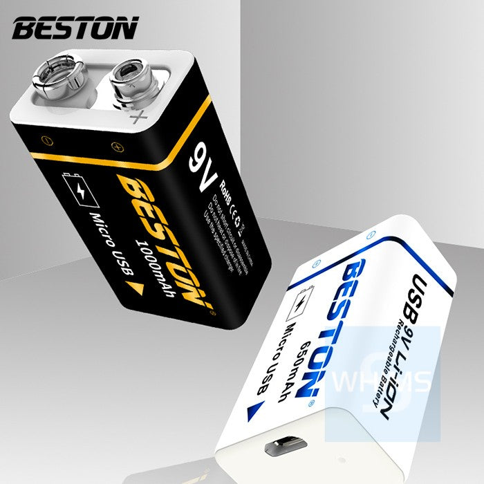Beston 9V 1000mAh Micro USB Rechargeable Li On Battery 6F22