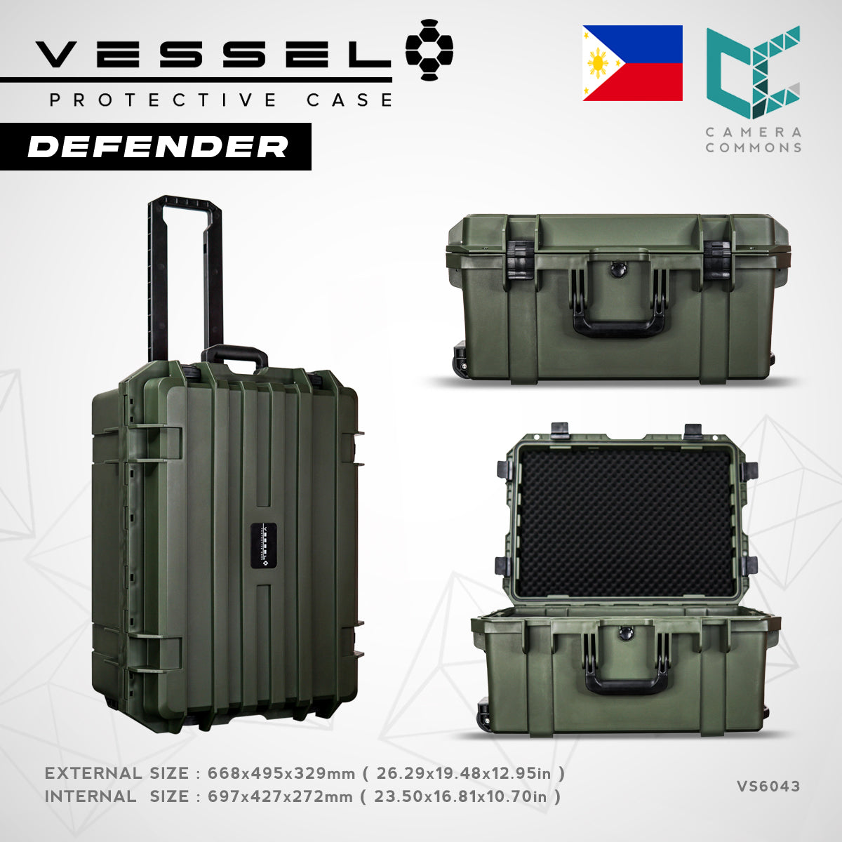 VESSEL DEFENDER VS6043 Portable Hard Case for Photography Equipment Tactical Instruments Tool Box and other devices