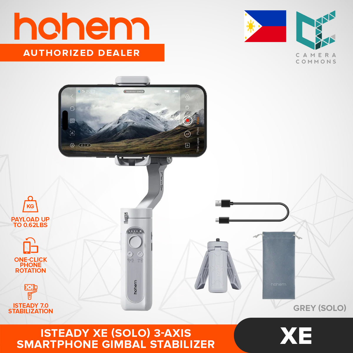 Hohem iSteady XE Smartphone Gimbal Stabilizer Vertical Mode 10 Brightness Levels Magnetic Light