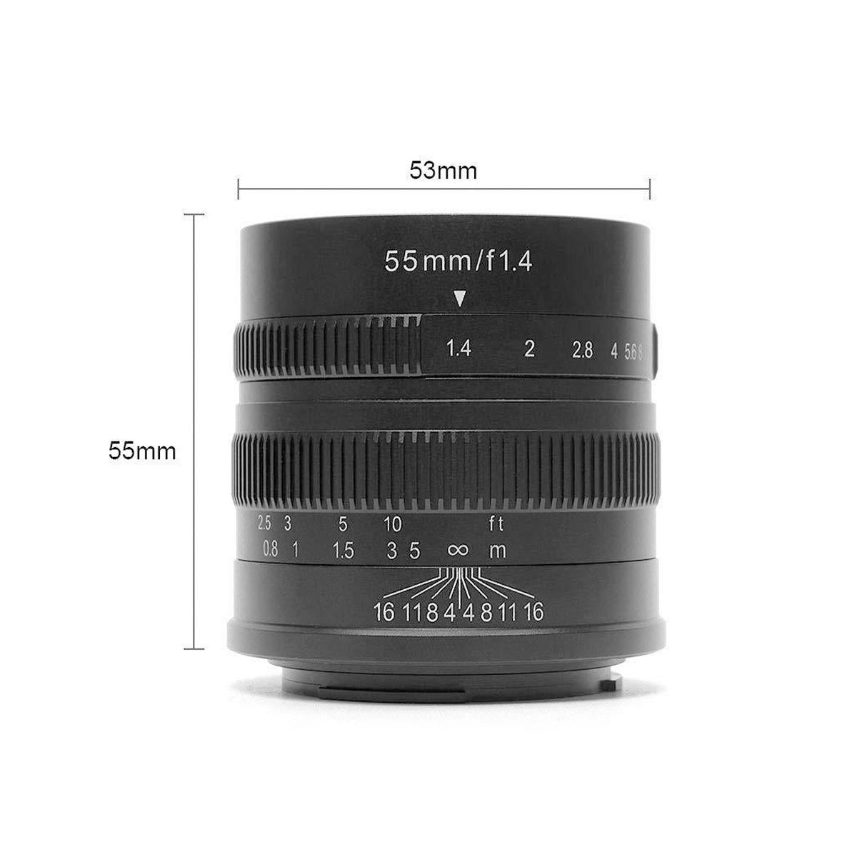 7artisans 55mm f/1.4 Photoelectric Manual Focus Lens for M4/3 Olympus Camera