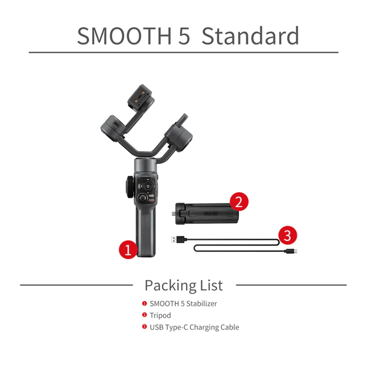 Zhiyun Smooth 5 3-Axis Gimbal Stabilizer for Smartphones Videography Vlog