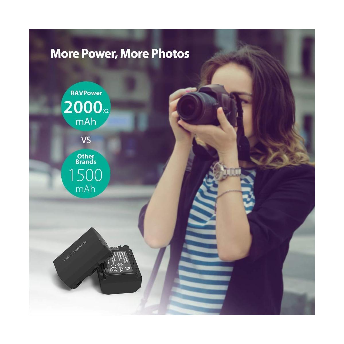 RAVPower NP-FZ100 Camera Battery Charger with 2pcs Batteries Set for Fujifilm Fuji Cameras NPFZ100