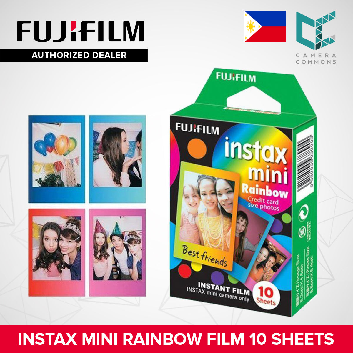 FUJIFILM Instax Mini Rainbow Instant Film Multi-Color Gradient 10 Sheets