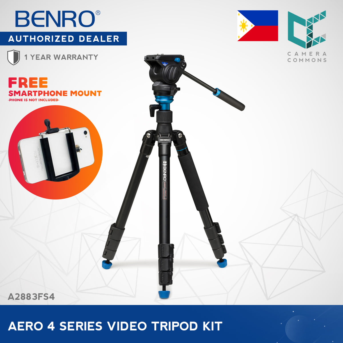 Benro A2883FS4 A2883FS4PRO Aero 4 / Aero 4 Pro Video Travel Angel Tripod Kit