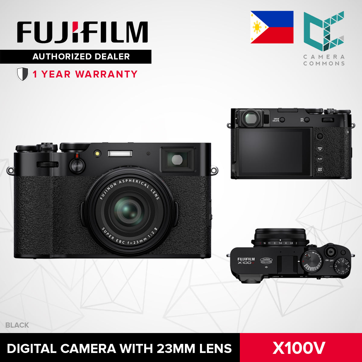 FUJIFILM X100V Digital Camera with Fujinon 23mm f2 Lens 4K Video Recording APS-C 5th Gen X100 Series
