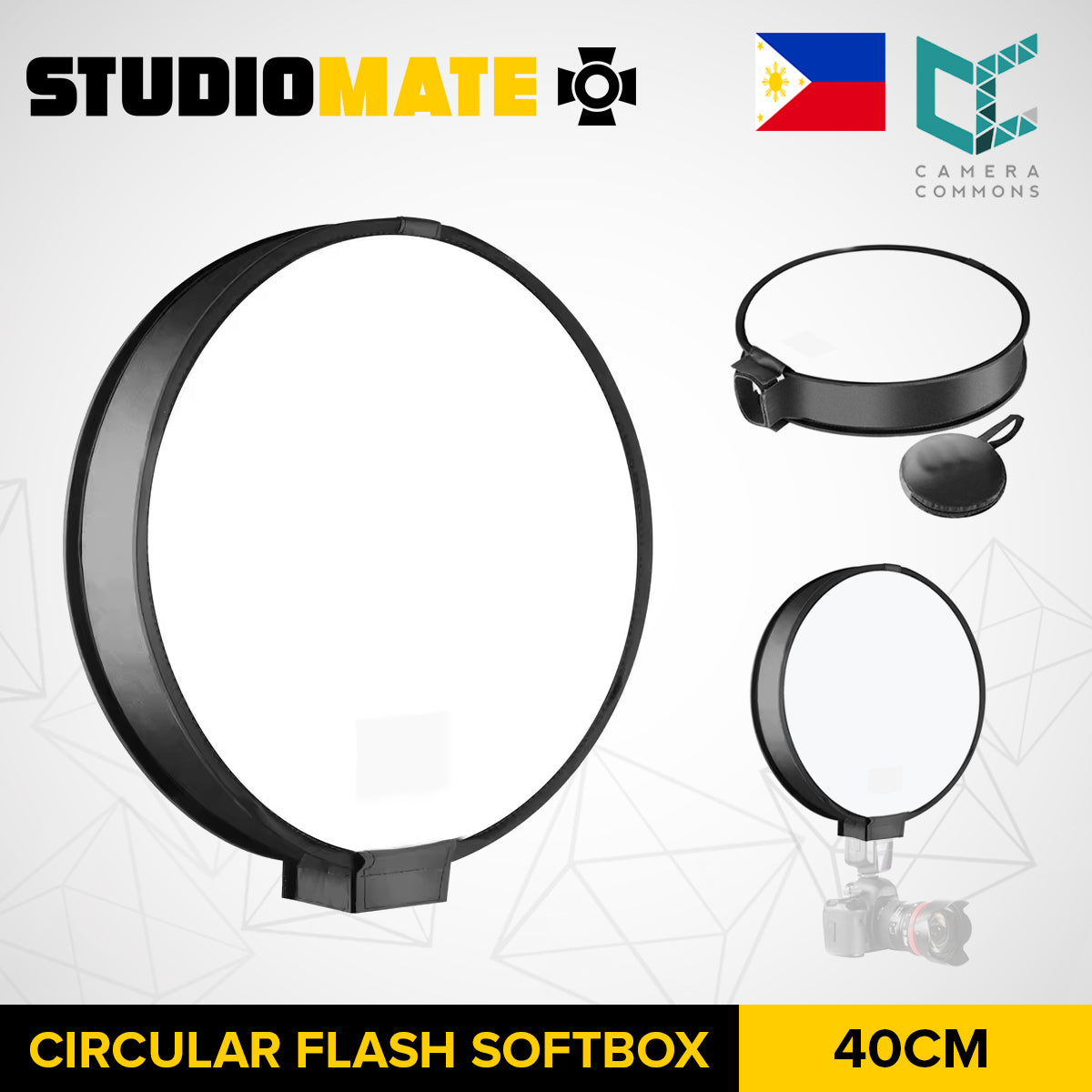 STUDIOMATE Circular Round Softbox for Flash Portable Mini - Camera DSLR Flash Diffuser Reflector Studio Accessories