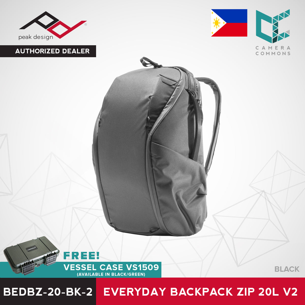 Peak Design Everyday Backpack Zip Bag v2 20L Ash Black Midnight