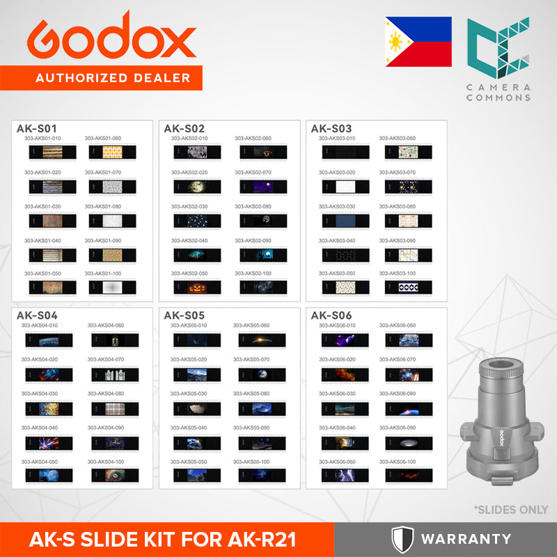 Godox AK-R21 Projection Attachment AK-S Full Slide Set AK-R25 Square Adapter for Flash Round Heads Create Different Lighting Effects