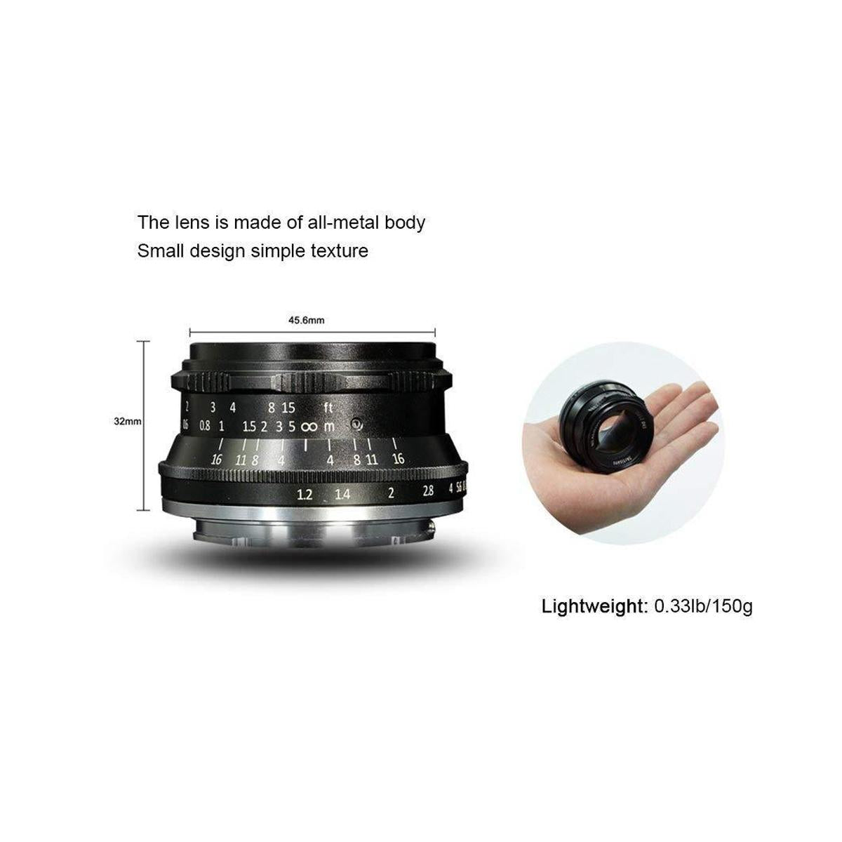 7artisans 35mm f/1.2 Photoelectric Lens for Canon EF-M EFM Camera