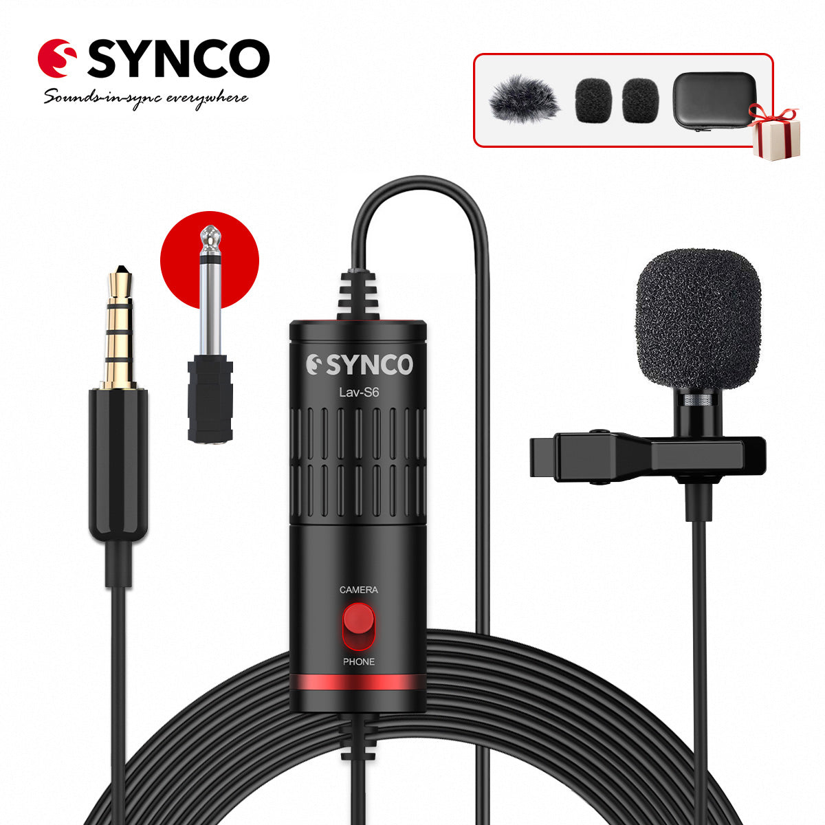 Synco Lav-S6 Omnidirectional Lavalier Microphone Mic