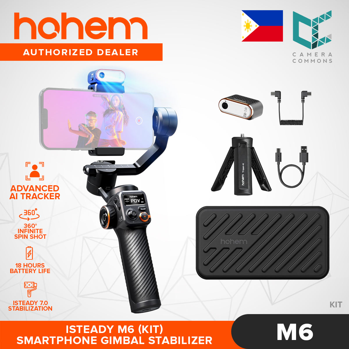 Hohem iSteady M6 Smartphone Gimbal Stabilizer 360ð Spin Active Tracking 18H Battery