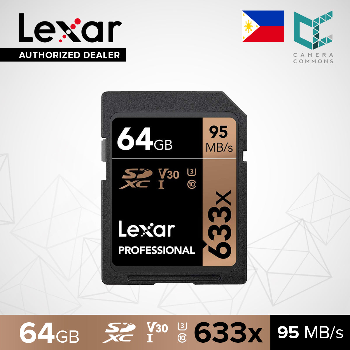 Lexar Professional High-Performance 633X SDHC / SDXC UHS-I/U1 Card (16gb, 32gb , 64gb, 128gb, 256gb)