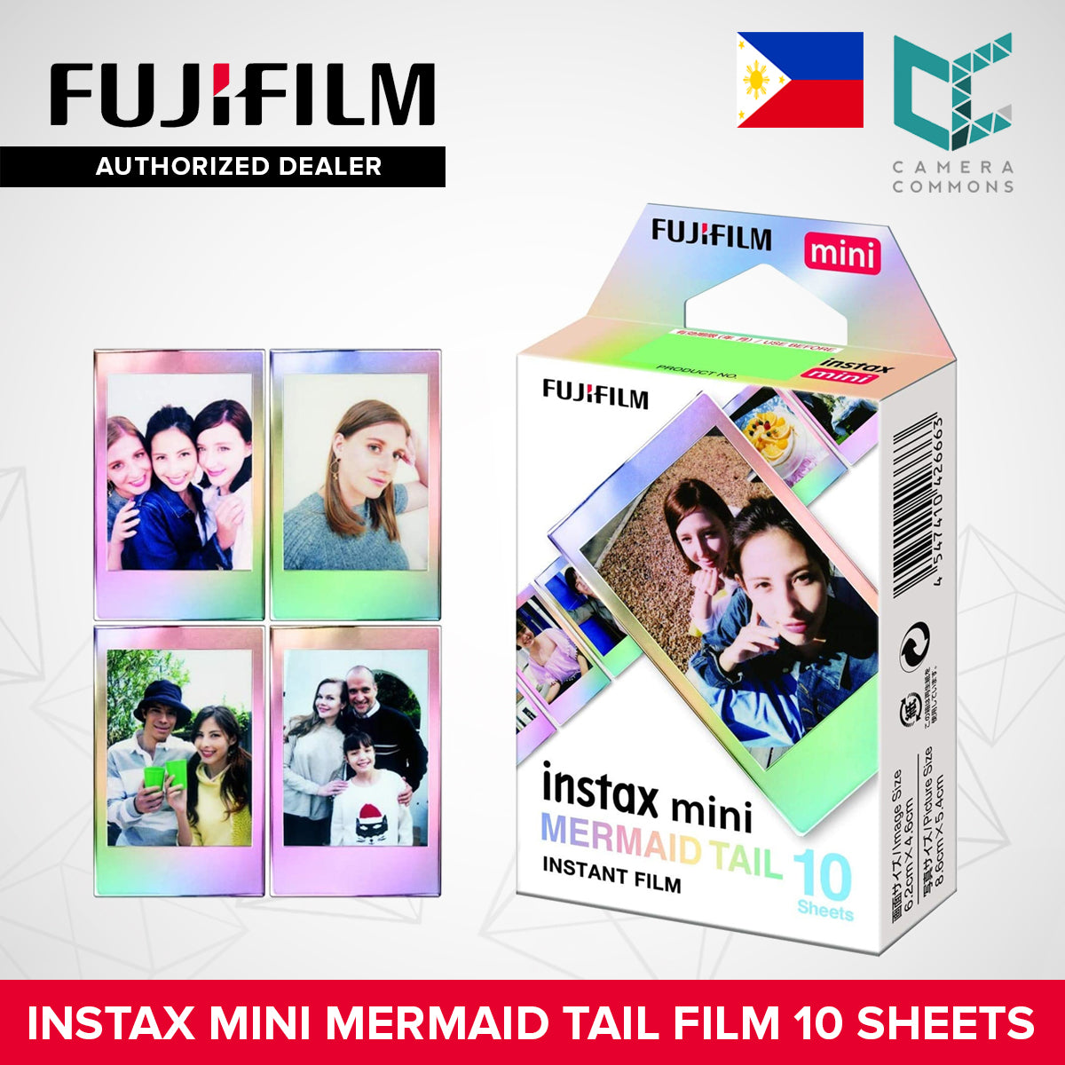 FUJIFILM Instax Mini Mermaid Tail Film Multi-Color Pastel Gradient 10 Sheets