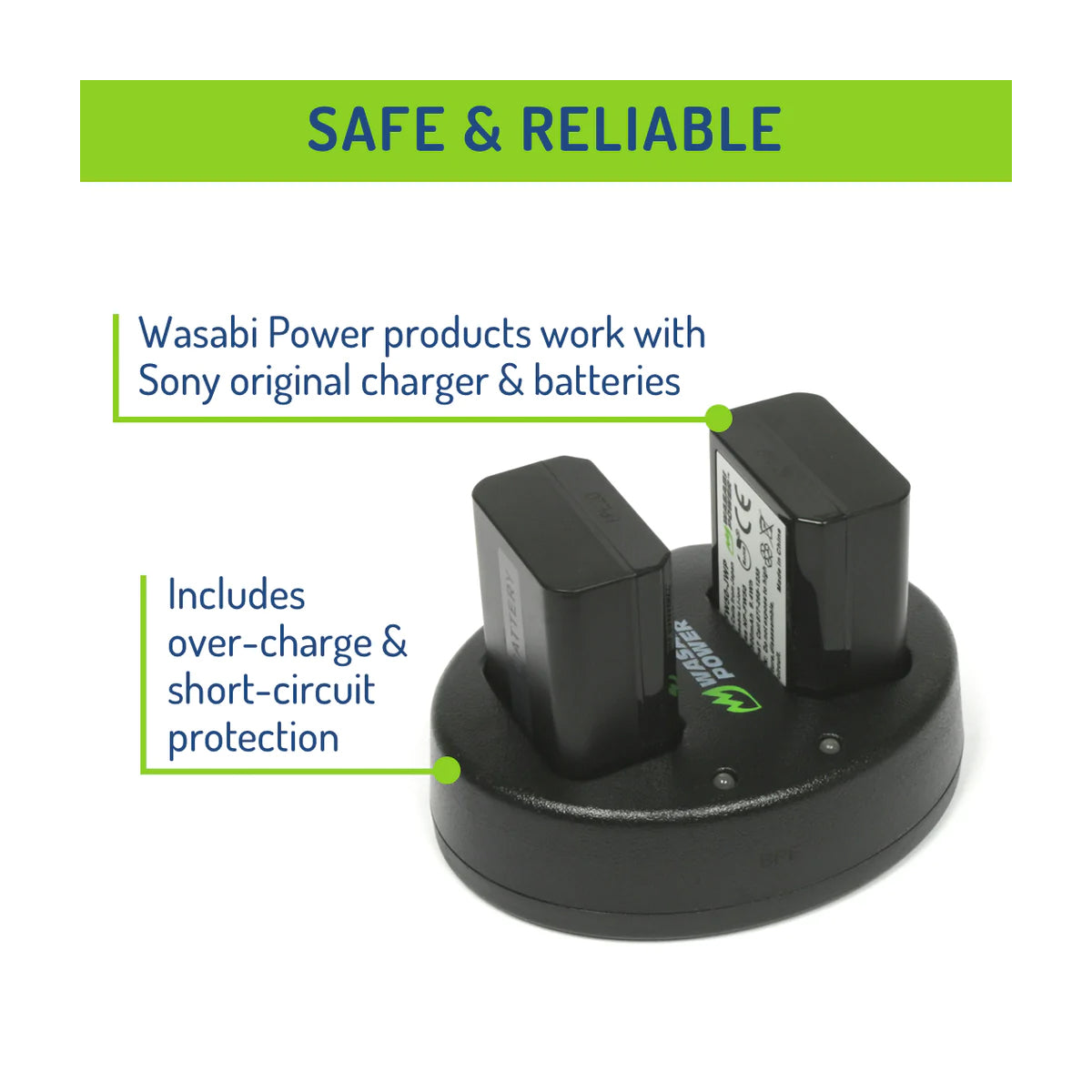 Wasabi Power NP-FW50 Dual Kit Battery Charger for Sony Cameras NPFW50