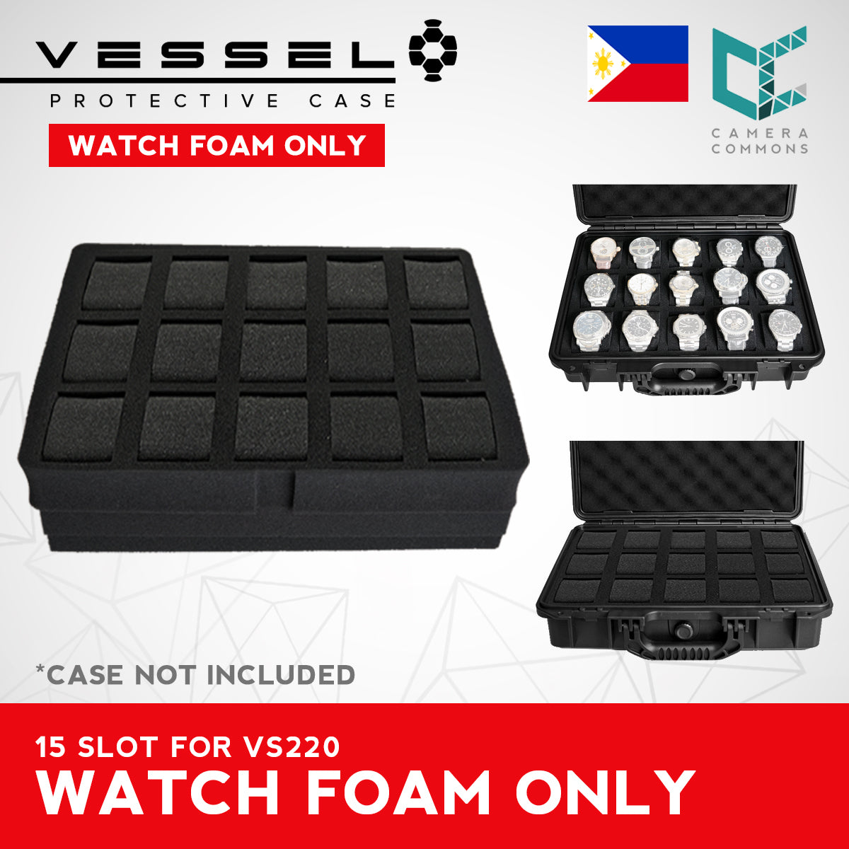VESSEL Watch Case Organizer Storage Hard Cases with Foam for Watches