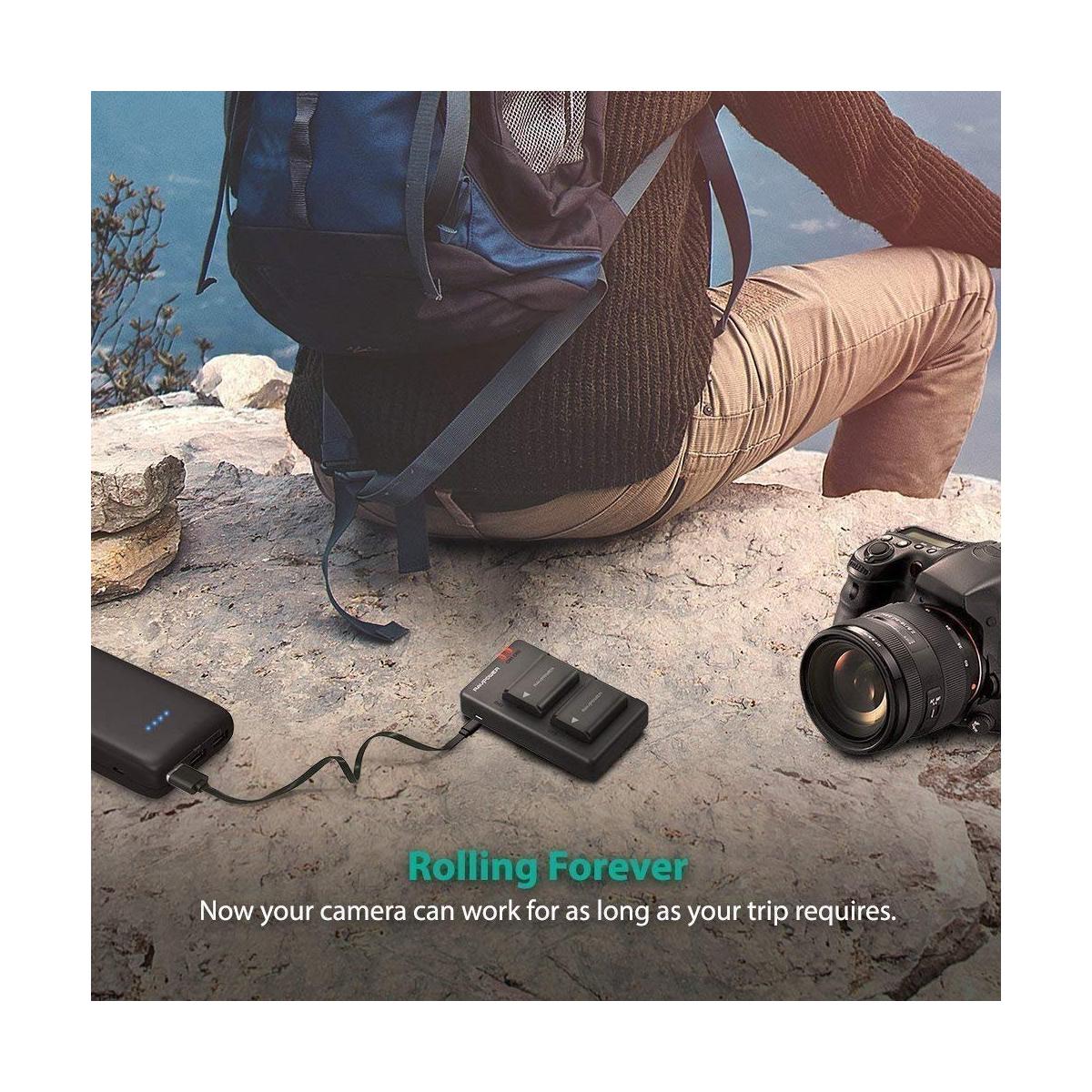 RAVPower NP-FW50 Camera Battery Charger with 2pcs Batteries Set for Sony Cameras NPFW50