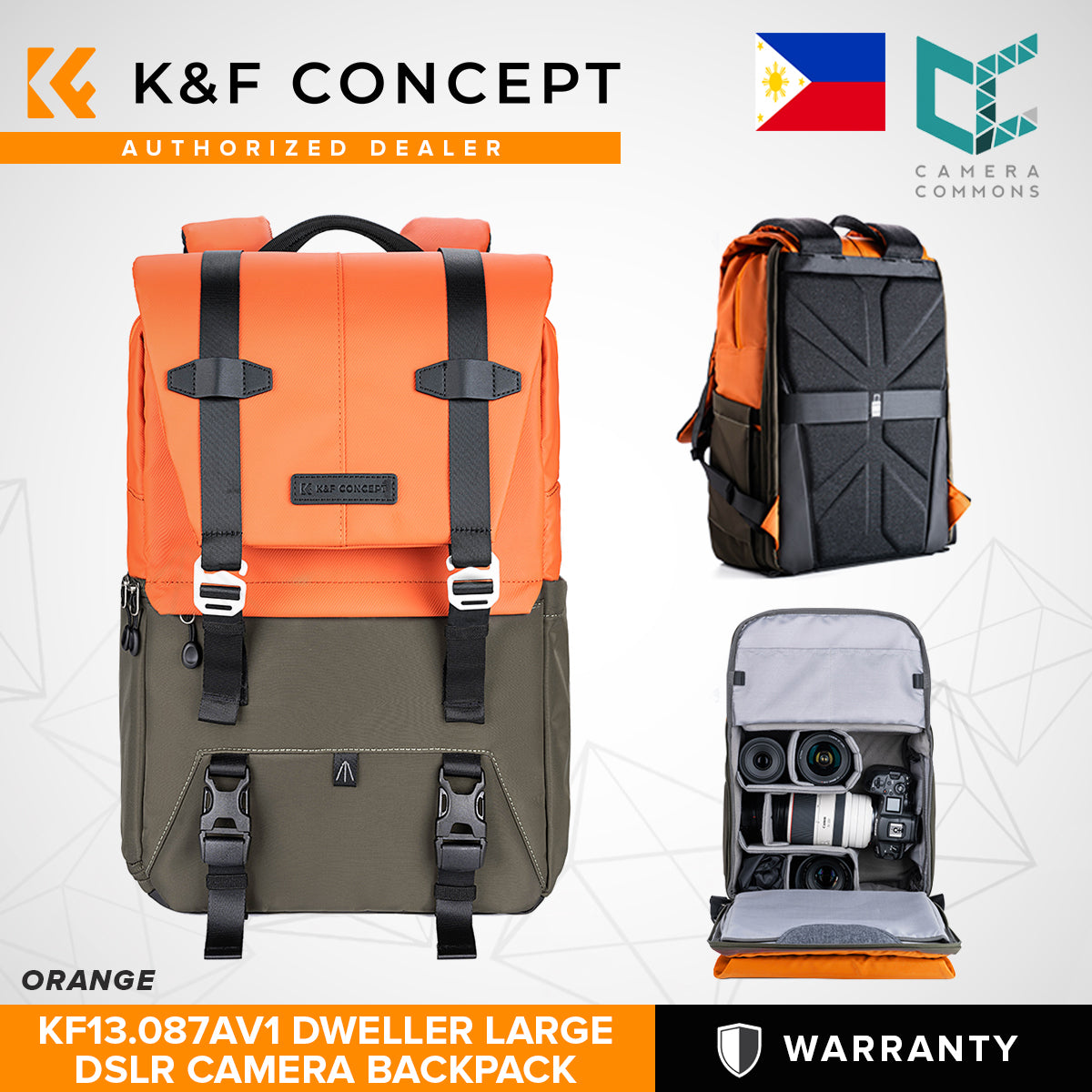 K&F Concept Dweller Black Professional DSLR Camera Bag Backpack 15.6" with Rain Cover KF13.087AV KF13.087AV5