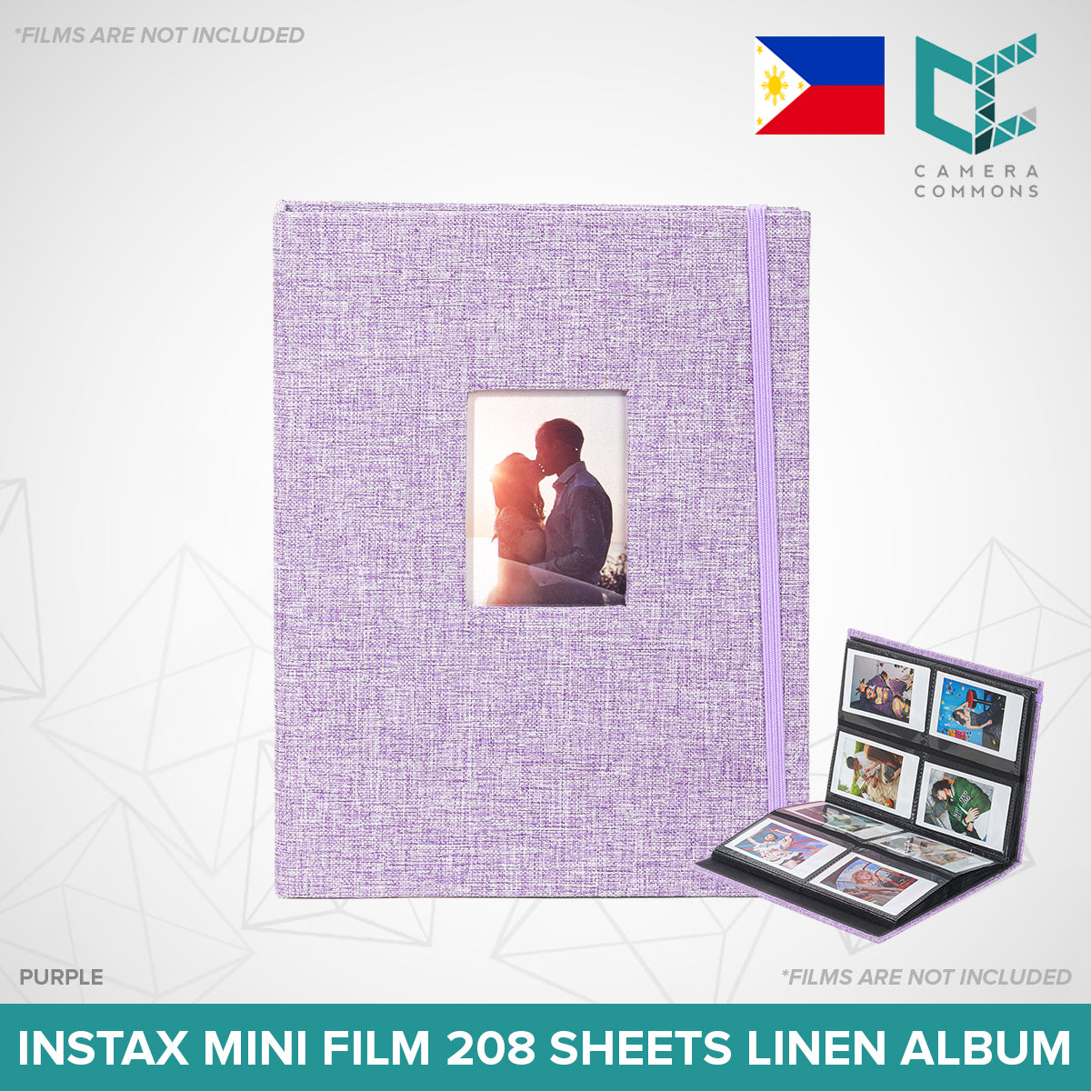 Photo Album 208 Sheets Pockets Slots Plain Cotton Linen for Fujifilm Instax Instant Mini Films