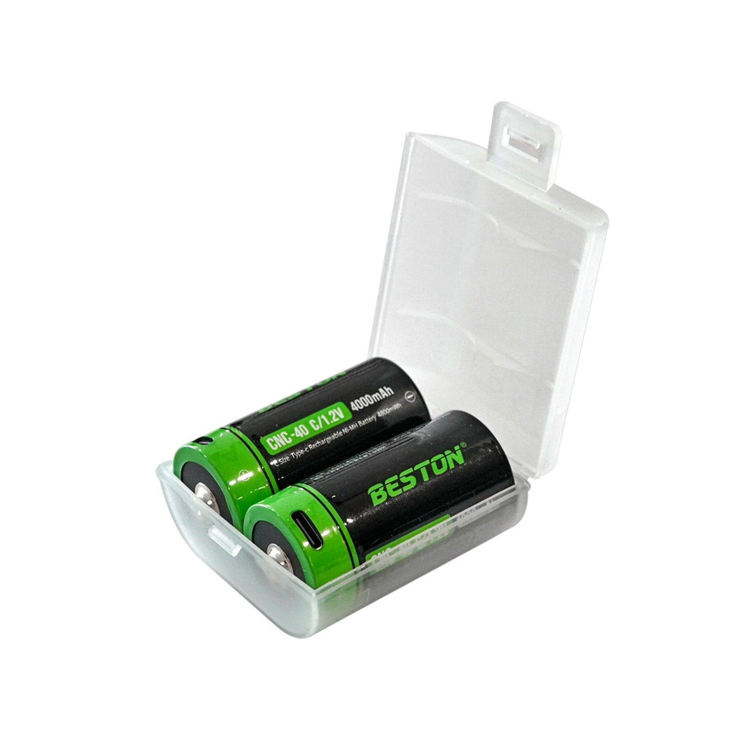 2pcs Beston 4000mAh C Size Type C 1.2V Ni-MH Rechargeable Battery with Micro USB Input BST-CNC-40