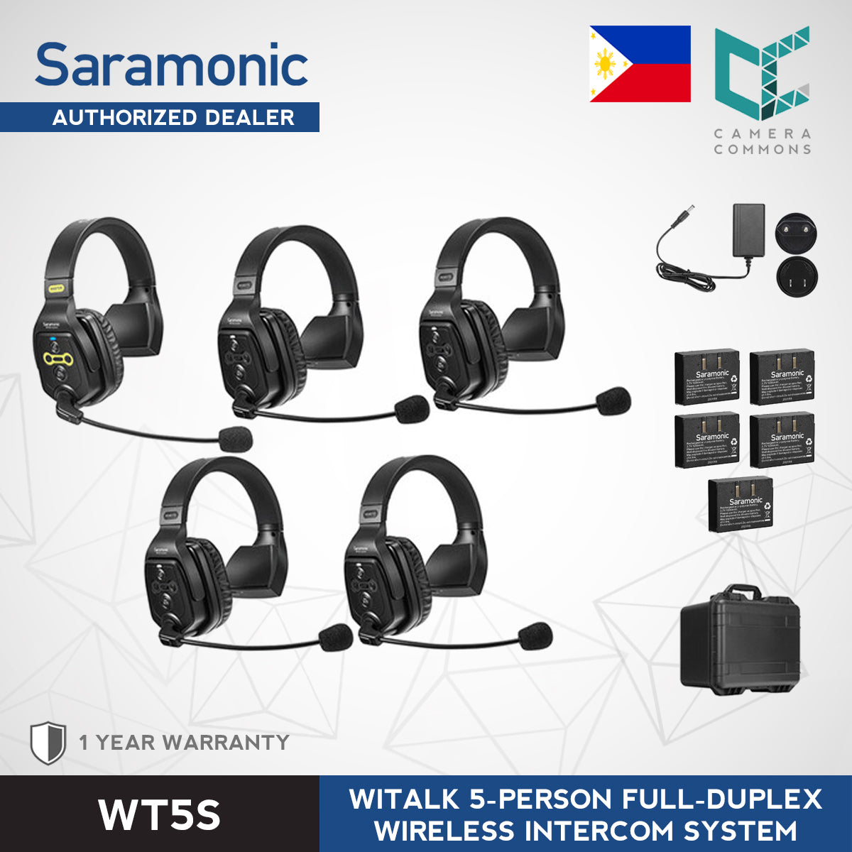 Saramonic WiTalk WT4S 4-Person WT5S Full-Duplex Wireless Intercom System with Single-Ear Headsets (1.9 GHz)