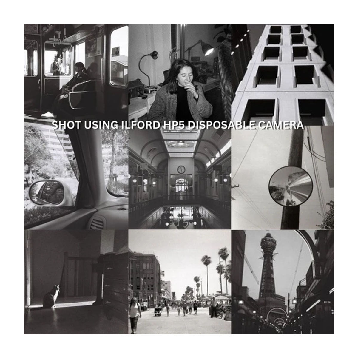 ILFORD Harman HP5 Plus Black and White Disposable Camera 27 Exposures 400 ISO 35mm Film Format Built-In Flash for Point and Shoot Photography