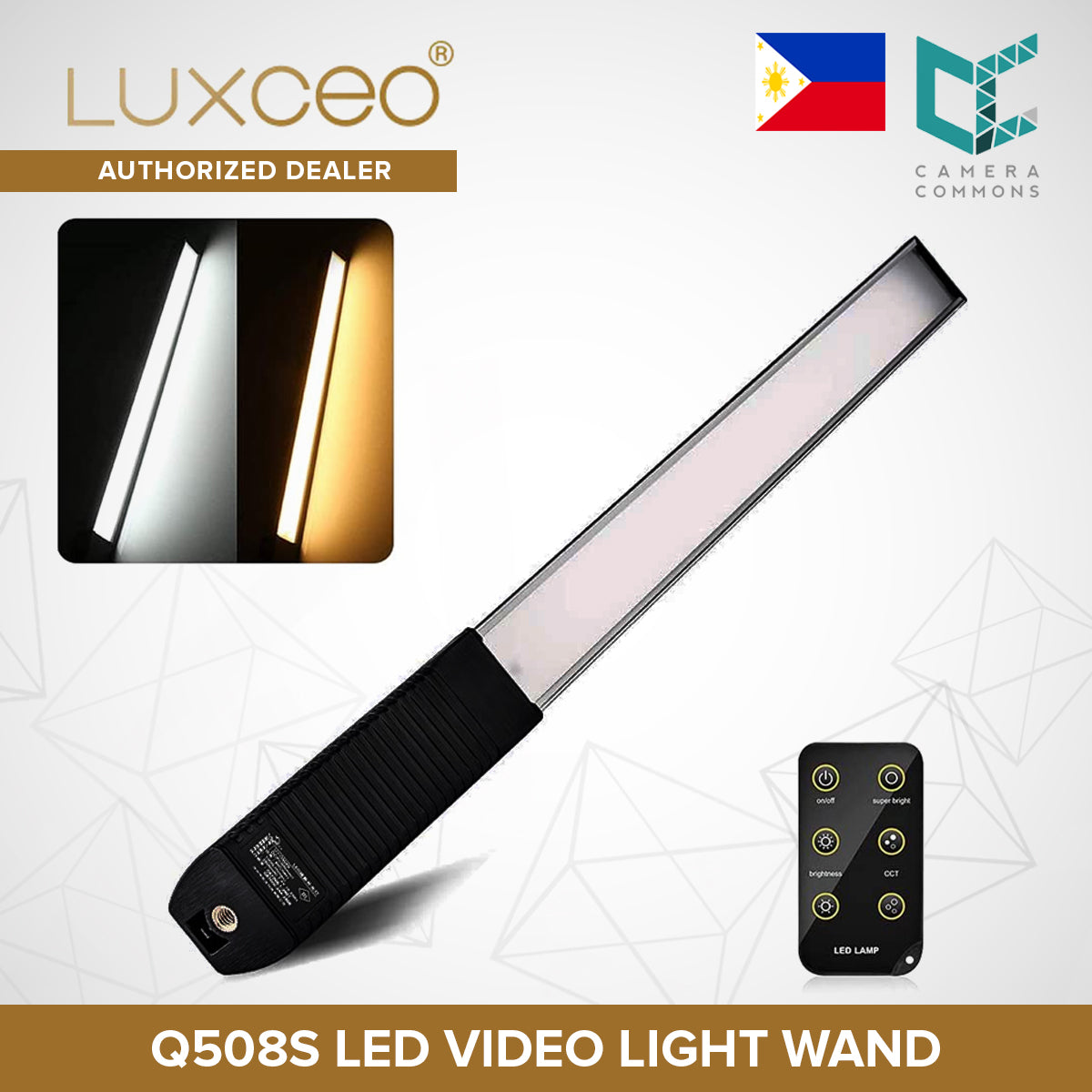 LUXCEO Q508S LED Video Light Wand Portable LED Handheld Photography Light Wand with Remote Control, 1000 Lumen, CRI 95+,6 Brightness Levels, Adjustable Color Temperature 3000K-5750K