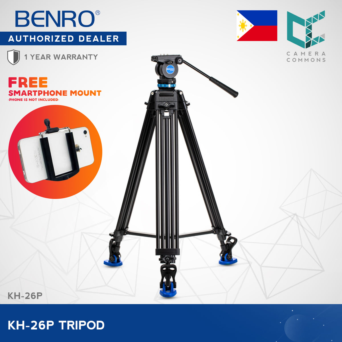 Benro KH-25PC KH-26P KH Series Aluminum Video Tripod Kit KH25PC KH26P New Version