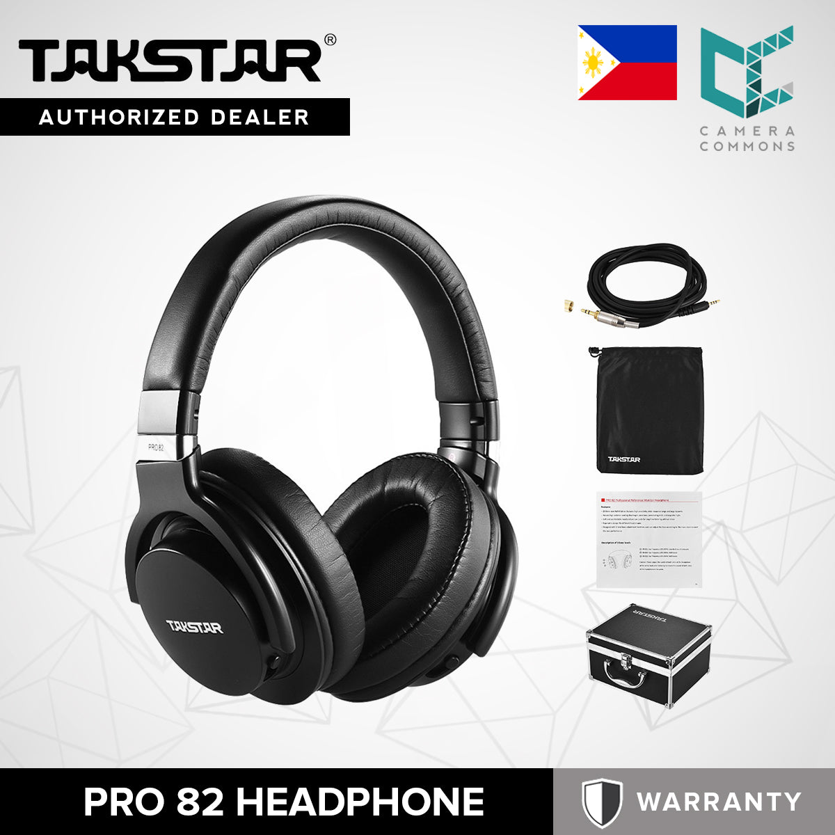 Takstar PRO 82 Professional Studio Dynamic Monitor Headphone Audio Equipment Black Silver