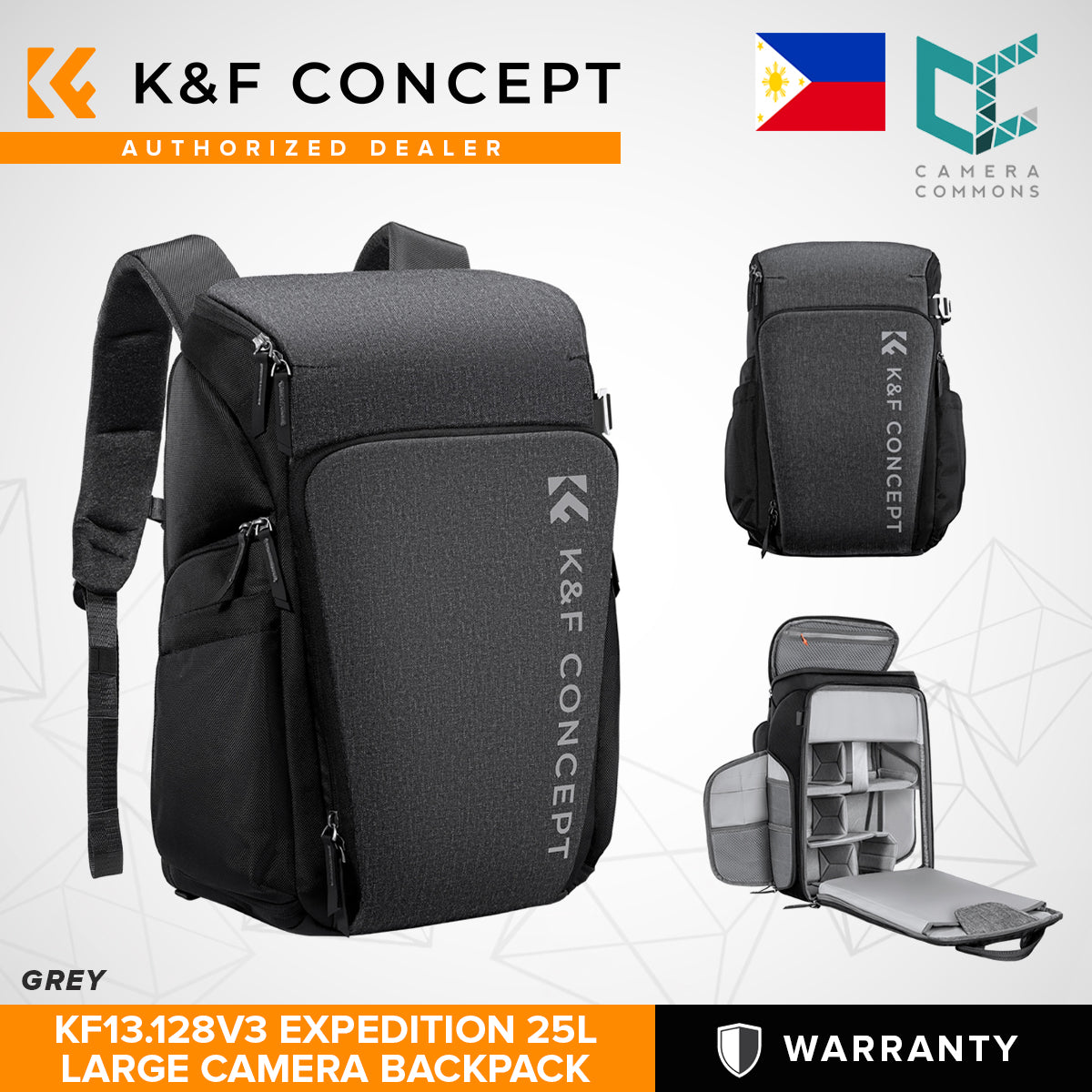 K&F Concept KF13.128 Expedition Camera Backpack Bag Air 25L for Photographers Large Capacity Grey Black