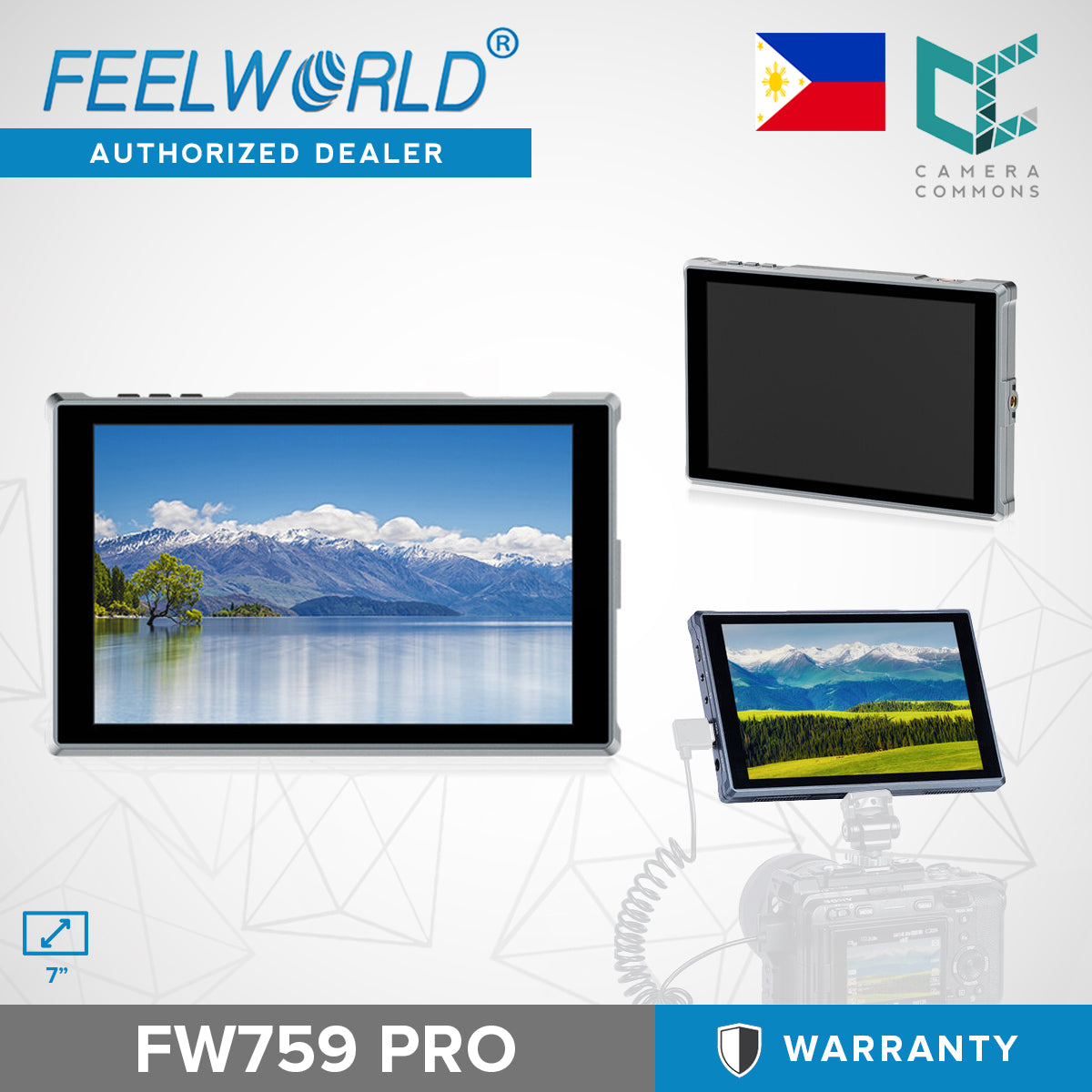 FEELWORLD FW759 7" IPS HDMI On-Camera Monitor with Sunshade and HDMI Lock 7 inches
