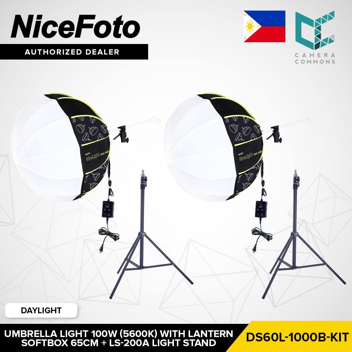 NICEFOTO Umbrella Studio Light Kit with Softbox and LS-200A Light Stand Parabolic / Lantern