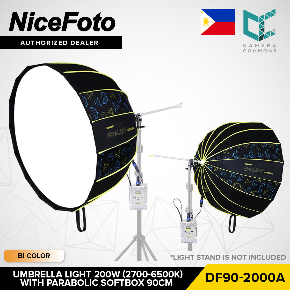 NICEFOTO Umbrella Studio Light with Softbox Quick Set-Up Parabolic / Lantern Daylight/Bi-Color