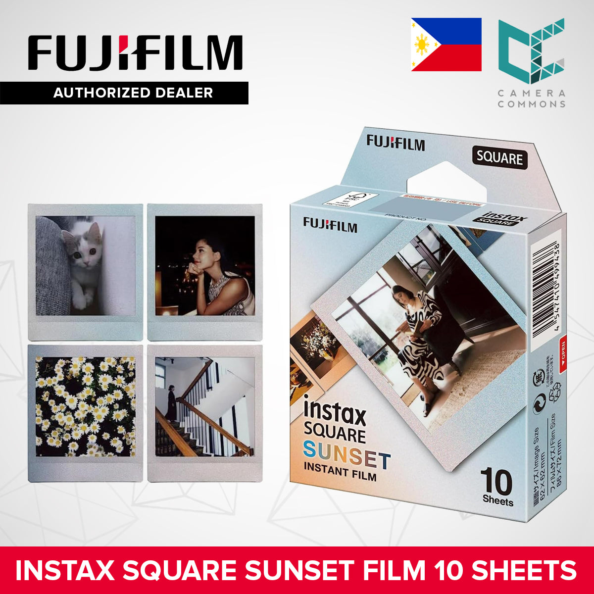FUJIFILM Instax Square Monochrome Sunset Rainbow Instant Film Black and White BNW 10 Sheets