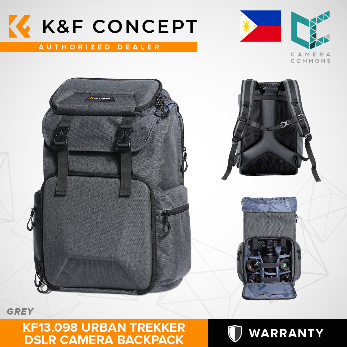 K&F Concept KF13.098 Urban Trekker Hard Shell Camera Backpack Photography Storage Bag with Divider