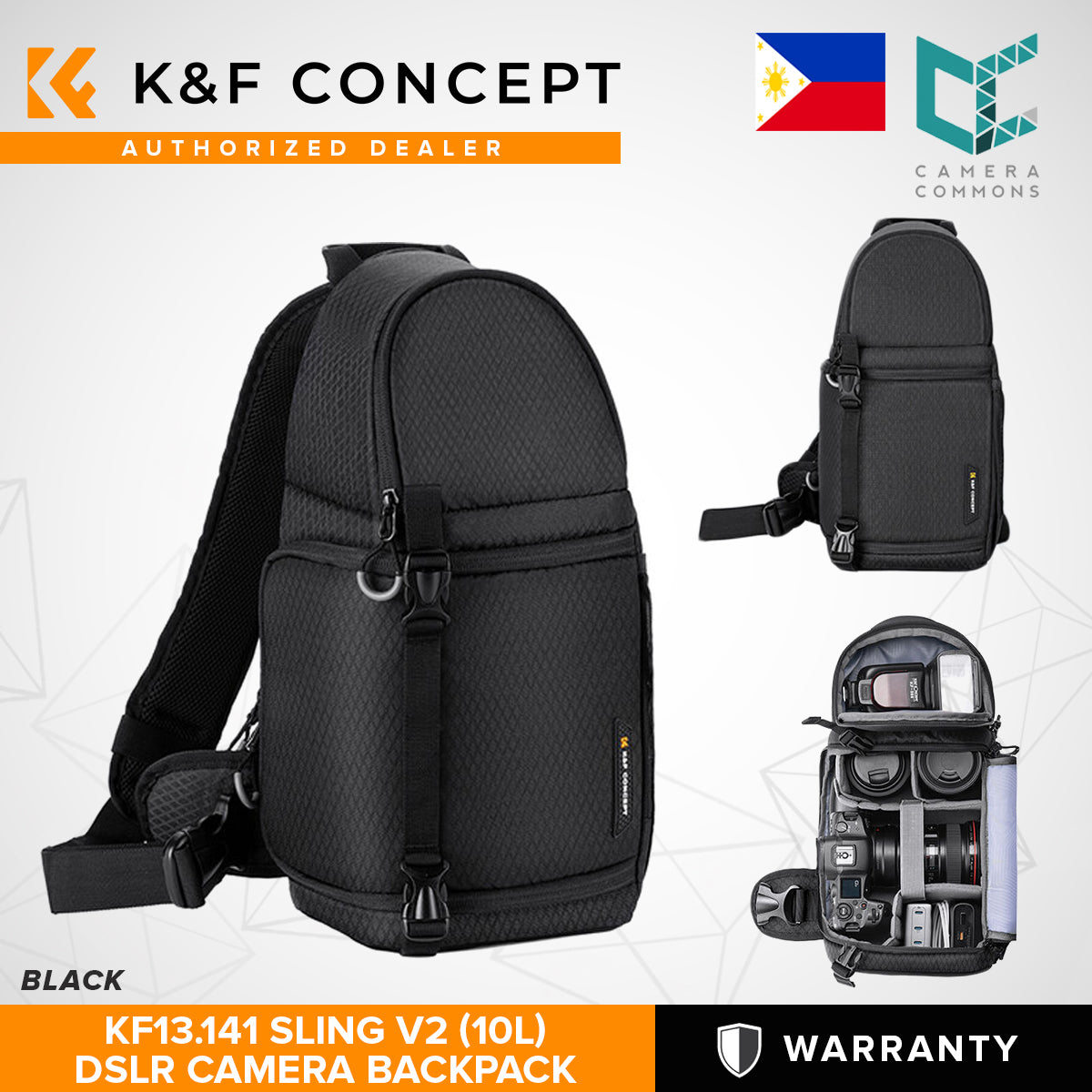 K&F Concept Sling V2 Beta Series Camera Sling Bag Black 10L KF13.141