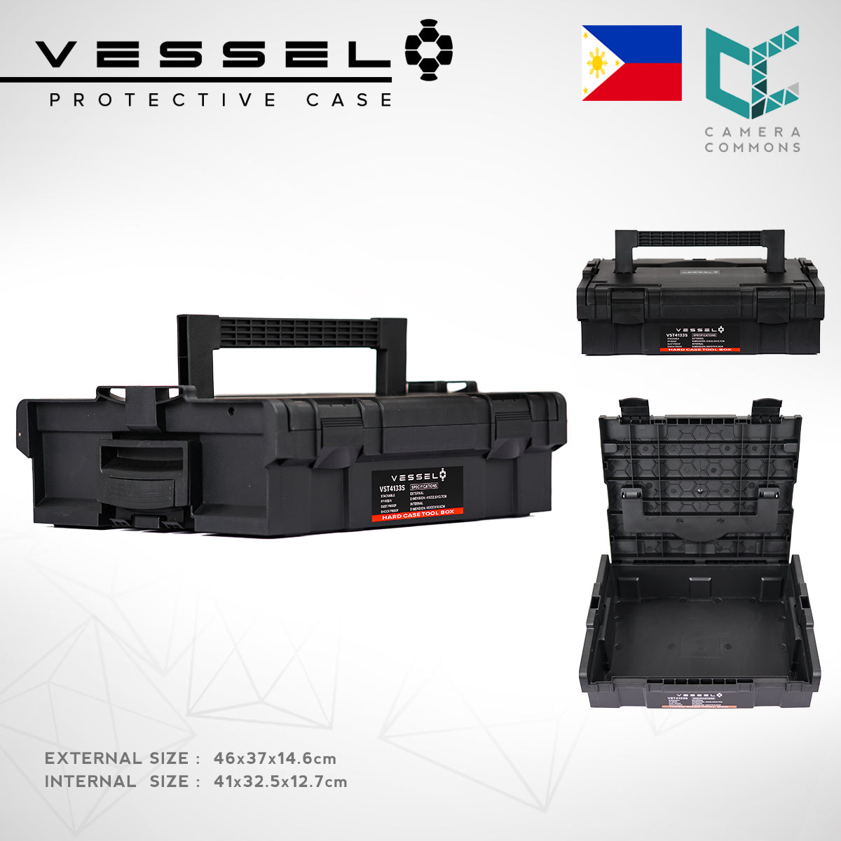 VESSEL VST4133S Small Hard Case Tool Box For Hardware Tools and Equipment VST4133 Stackable