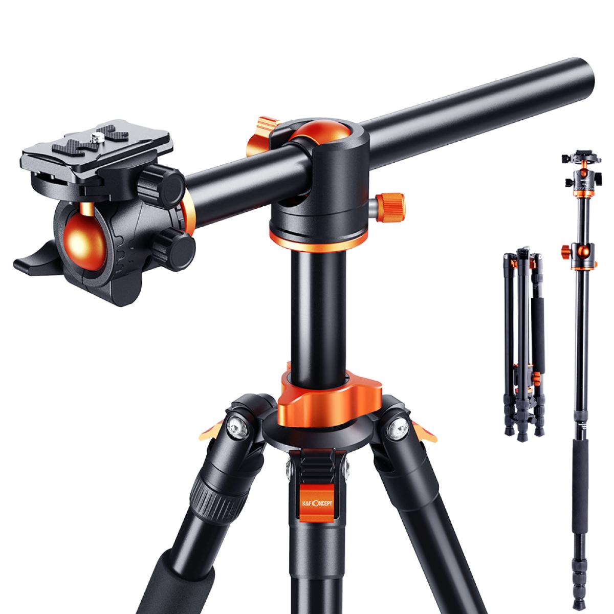 K&F Concept SA254T3 Aluminum Portable Travel Tripod 22lbs/10kg Load for DSLR Cameras KF09.096