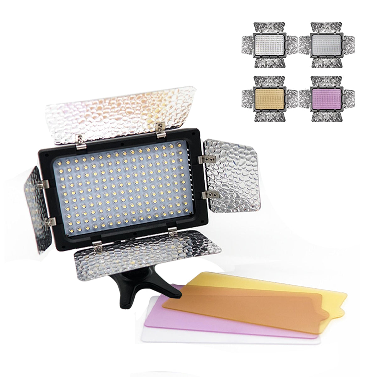 LED Video Light W160 with Barn Doors 6000k Panel for Photography Studio Videography