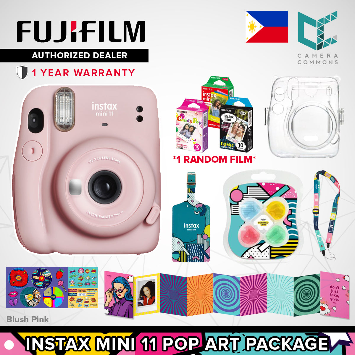 FUJIFILM Instax Mini 11 Pop Art Package Creative Artistic Artsy Colorful Design with Random Film