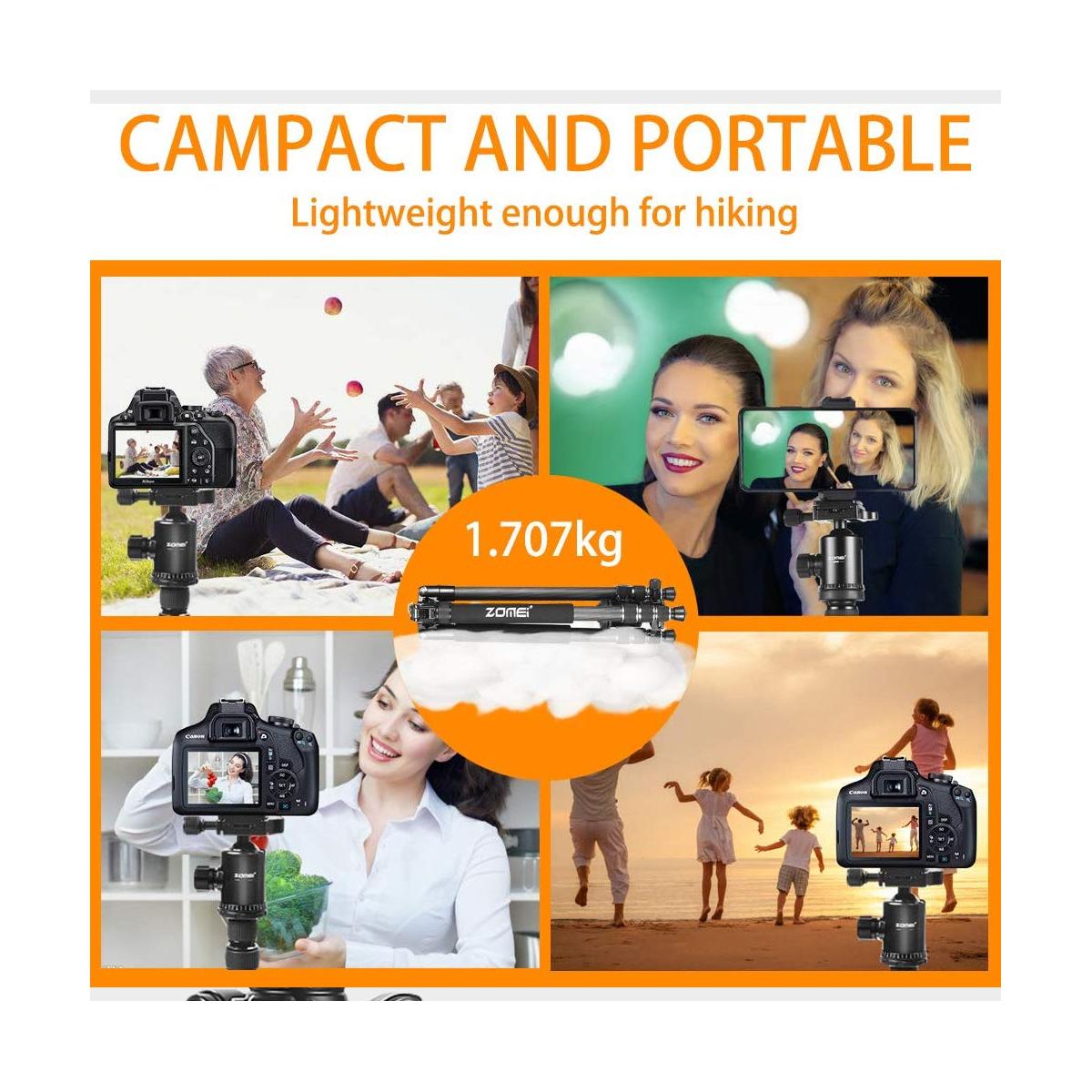 Zomei Z668 Professional Tripod Monopod Ball Head with Travel Bag Compact Lightweight for DSLR Canon Nikon Sony Olympus