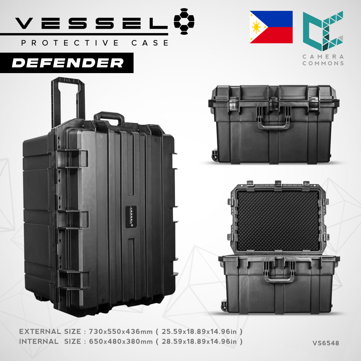 VESSEL DEFENDER VS6548 Portable Hard Case for Photography Equipment Tactical Instruments Tool Box and other devices