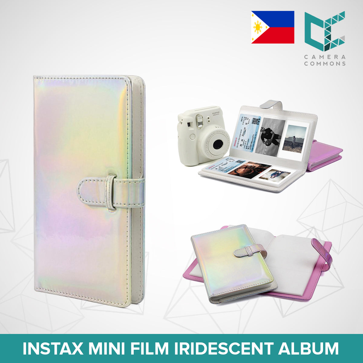 Photo Album 96 Pockets Slots Iridescent Shiny Plain Colors for Fujifilm Instax Mini Films