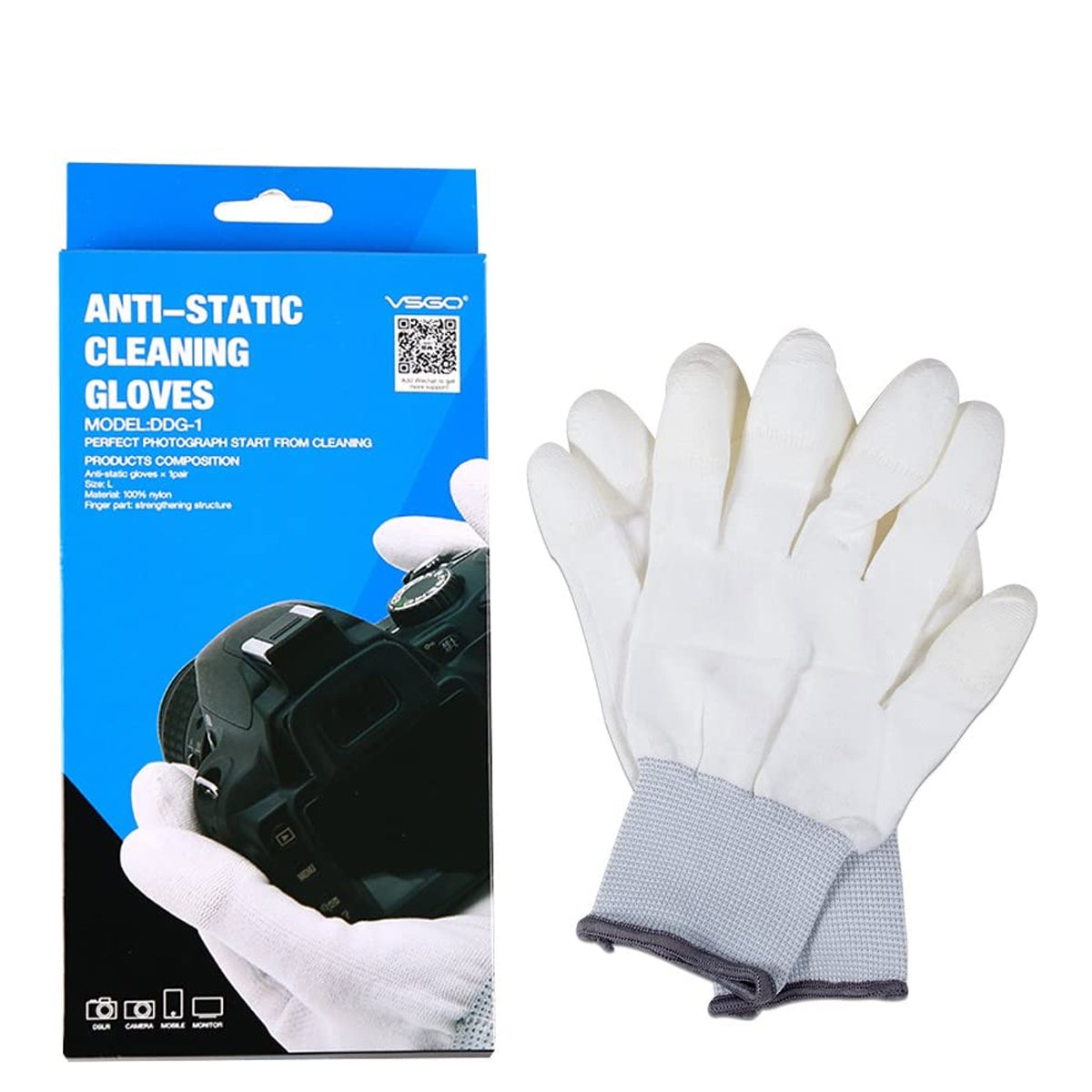 VSGO DDG-1 Professional Anti-Static Cleaning White Gloves Dust-Free for Camera Sensor Cleaning