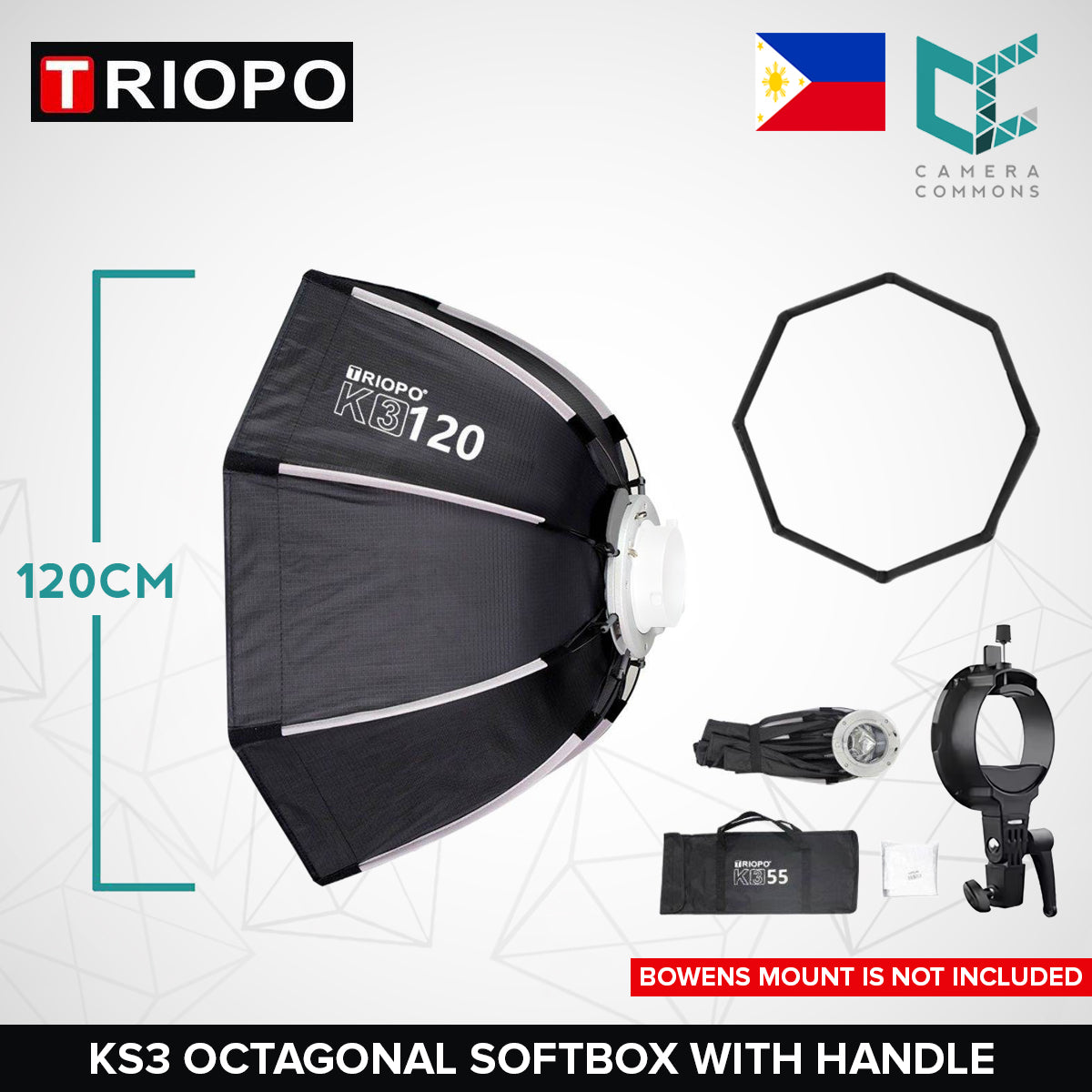 Triopo K3 with Handle Series Quick Setup Octagon Softbox 55cm / 65cm / 90cm / 120cm Octagonal KS3