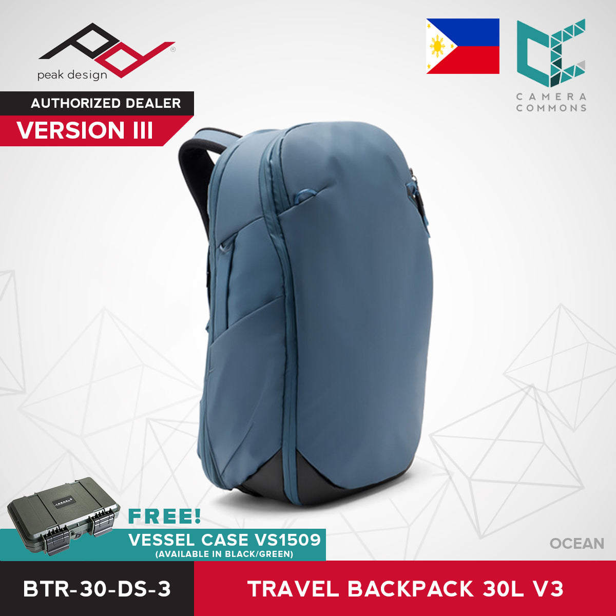 Peak Design Travel Backpack 30L v1 / v3 Compression Zippers Nylon for Camera Accessories Version 1/3