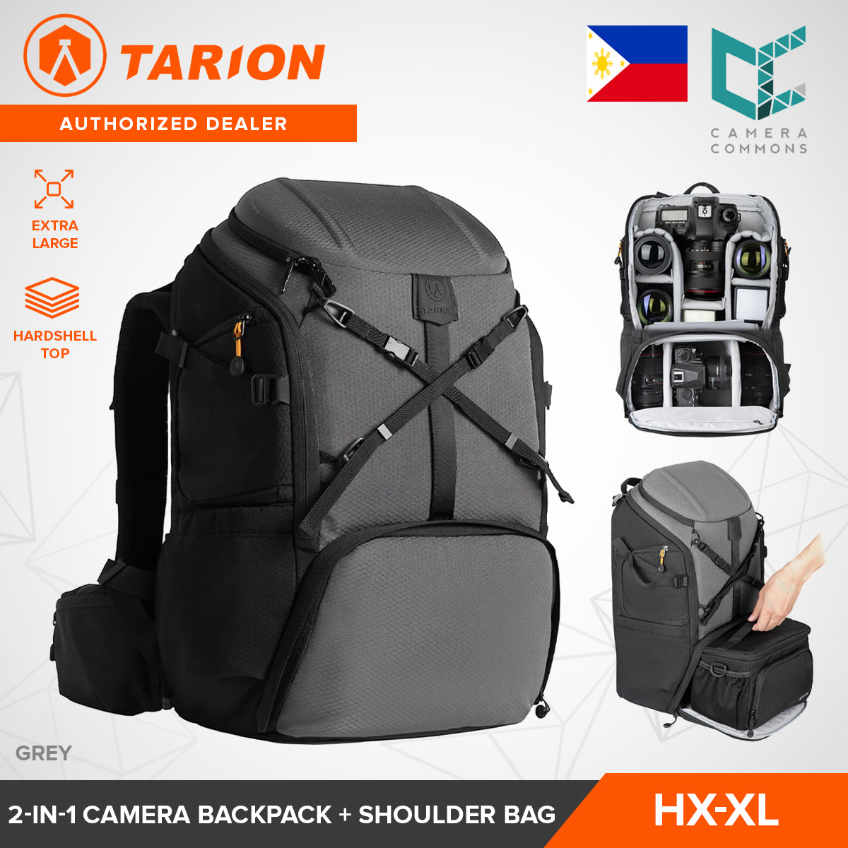 Tarion HX-L / HX-XL Camera Backpack 21L Hexagon Series Hardshell Multiple Pockets for Accessories