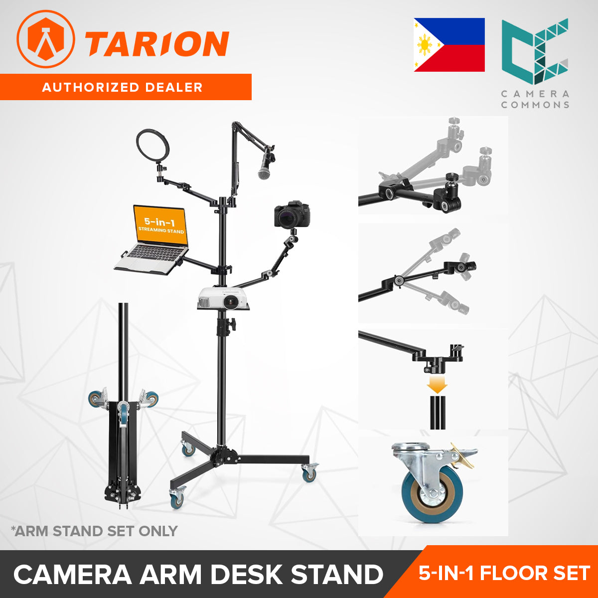 Tarion Titanrig Desktop Lite Z Arm Mount Stand Secure Clamps Aluminum Alloy Clamp and Poles
