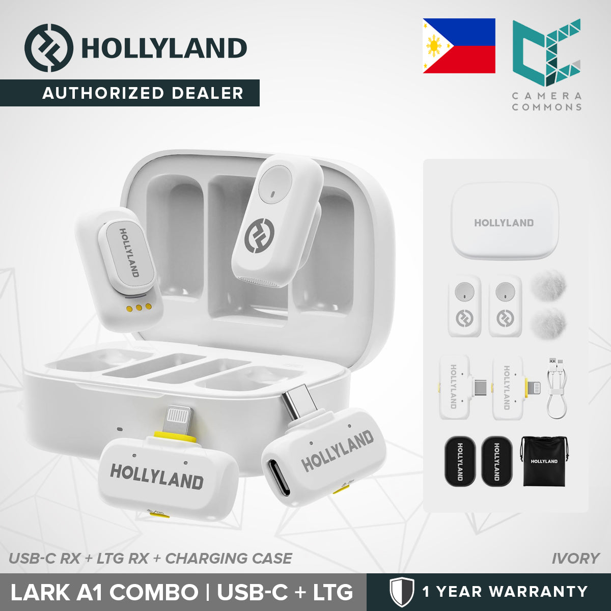 Hollyland Lark A1 Combo Wireless Mini Microphone 48kHz/24-bit 3-Level Noise Cancel Podcast Vlogging
